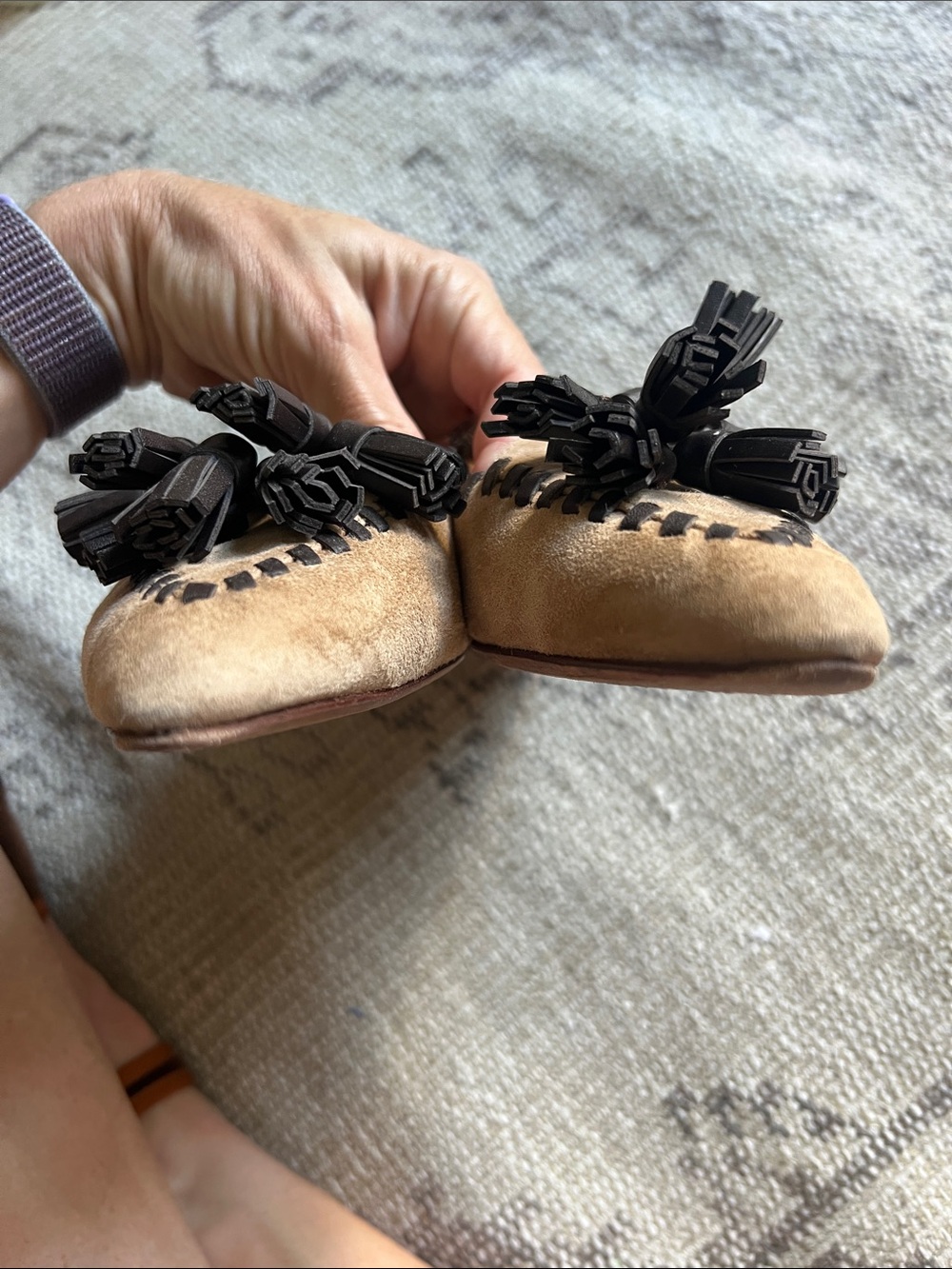 Polo by Ralph Lauren Tan Suede Pointed Tassel Flats - Picture 6 of 8